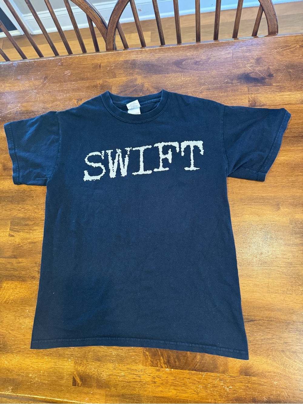 Gildan Black Tee with 'SWIFT' White Graphic — Kids Short Sleeve